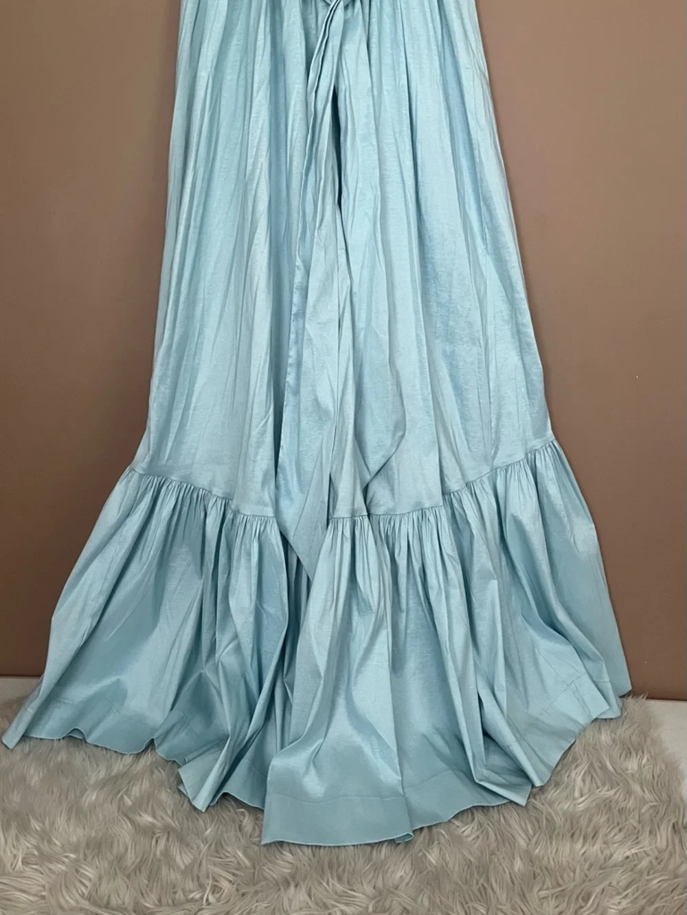 {Abercrombie & Fitch} Bow-Back Taffeta Maxi Dress in Blue - Womens Small - NWT